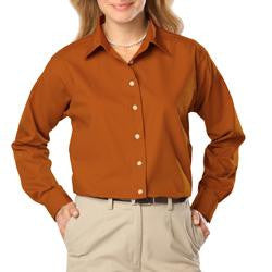Long Sleeve Poplin Shirt - Burnt Orange ...
